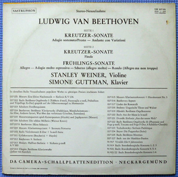 Stanley Weiner, Simone Guttman - Frühlings-Sonate / Kreutzer-Sonate - Image 2