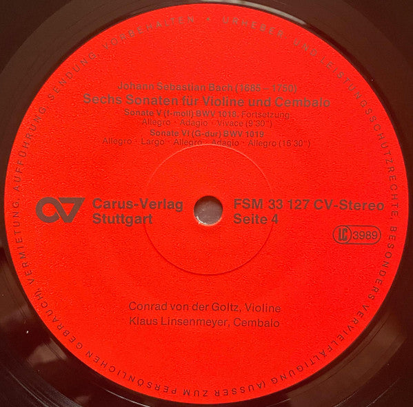 Sechs Sonaten Für Violine Und Cembalo BWV 1014-1019 Gespielt Auf Einer Stradivarius - Image 8