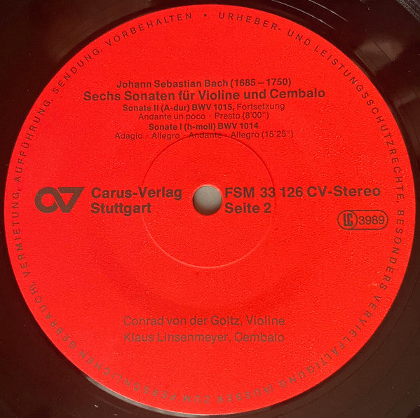 Sechs Sonaten Für Violine Und Cembalo BWV 1014-1019 Gespielt Auf Einer Stradivarius - Image 6