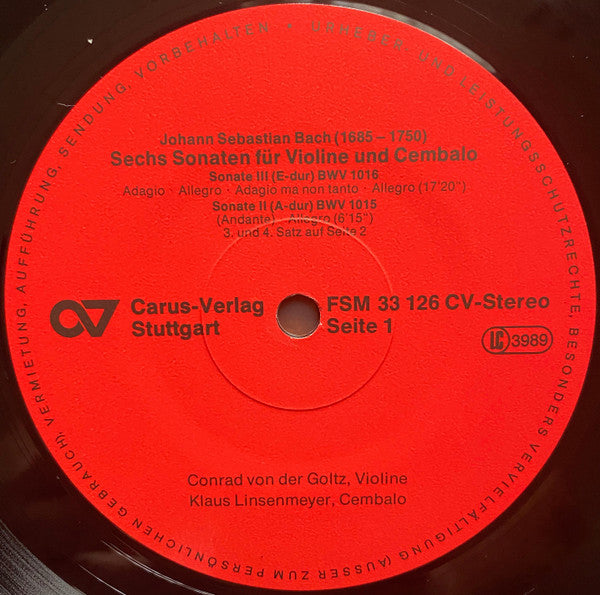 Sechs Sonaten Für Violine Und Cembalo BWV 1014-1019 Gespielt Auf Einer Stradivarius - Image 5