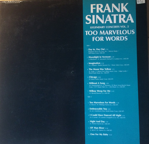 Legendary Concerts Vol. 2‎–Too Marvelous For Words - Image 2