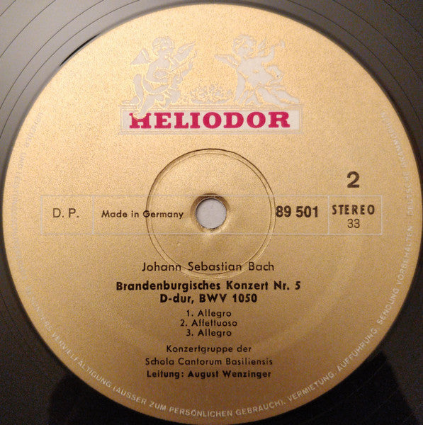 Schola Cantorum Basiliensis, August Wenzinger - Brandenburgische Konzerte Nr. 2, 3 & 5 - Image 4